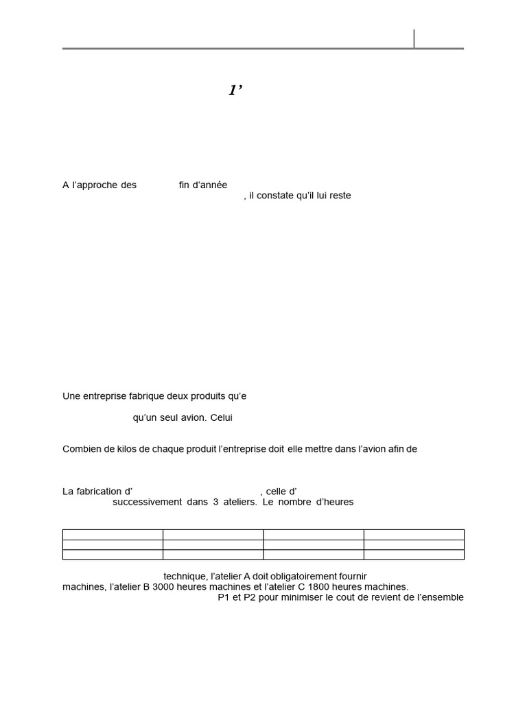TD 1 Prime PL | PDF | Optimisation linéaire