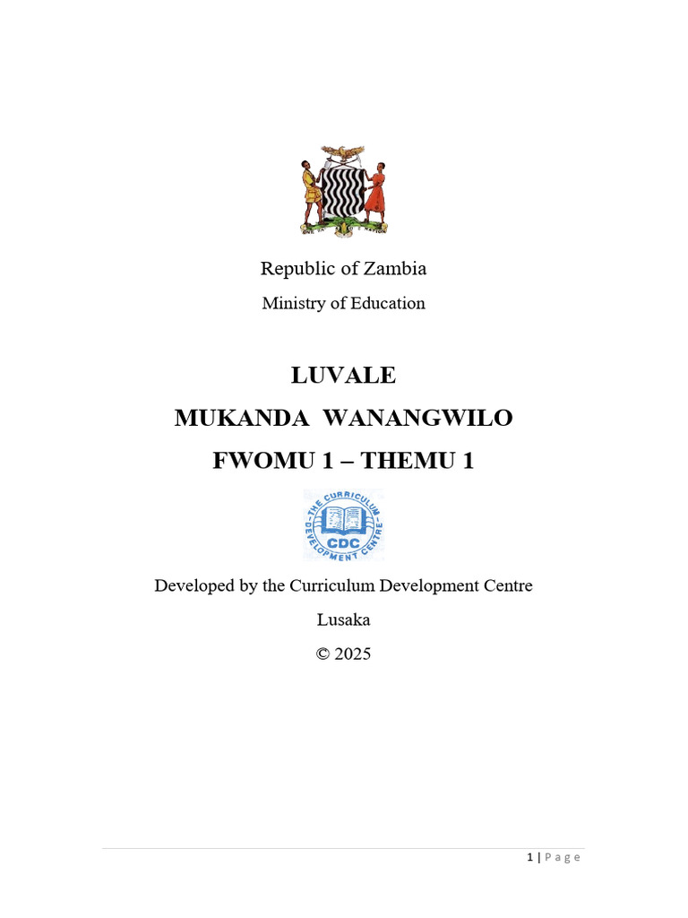Luvale Teaching Module Form 1 Term 1 | PDF | Linguistics | Grammar