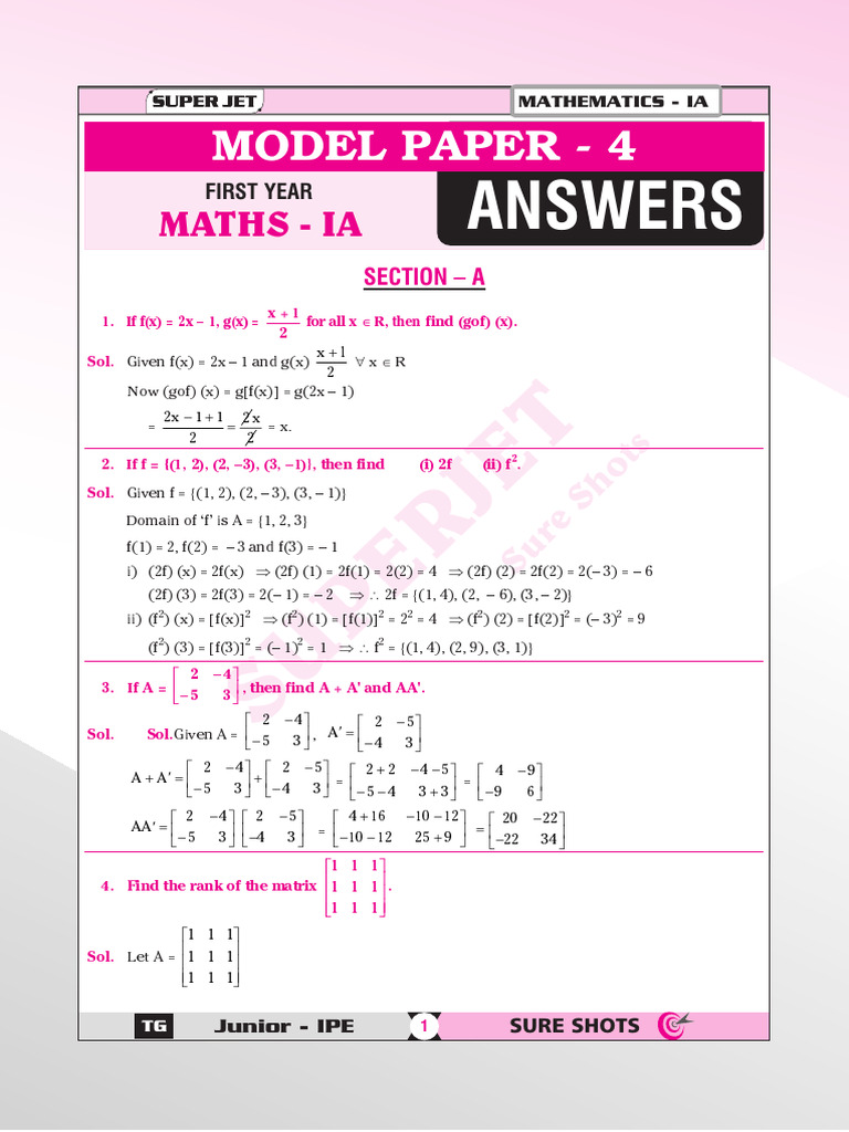 Model Paper 4 | PDF | Mathematical Physics | Mathematical Relations