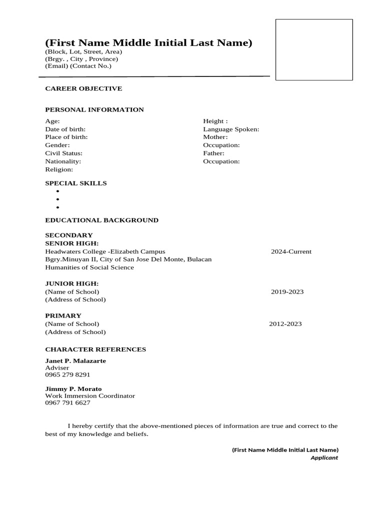 Resume Format | PDF