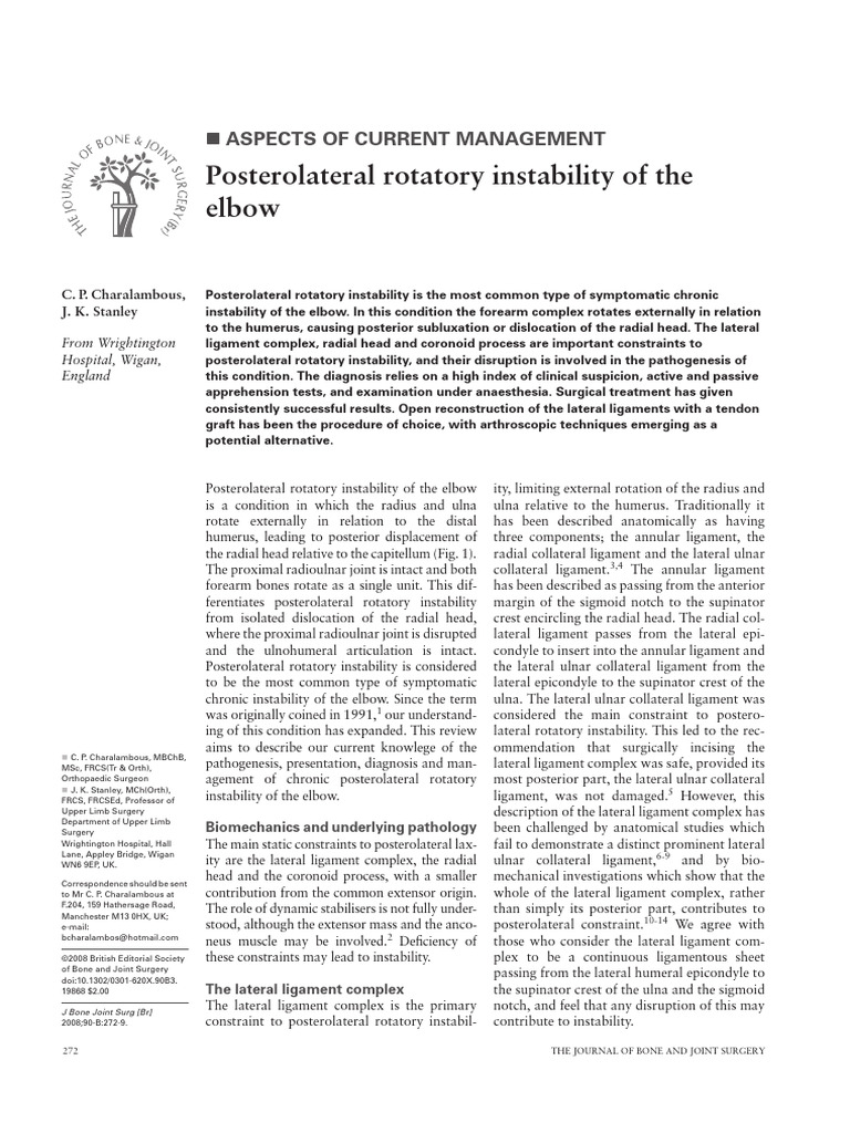 Posterolateral Rotatory Instability of The Elbow | PDF | Elbow ...