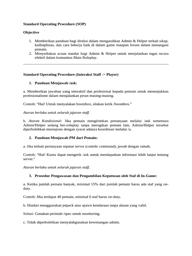 Standard Operating Procedure | PDF