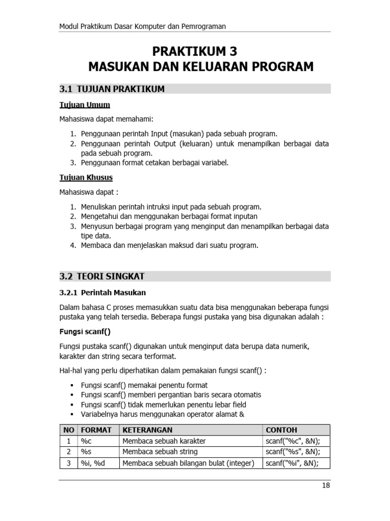 Modul Praktikum Dasar Komputer Dan Pemrograman 3 | PDF