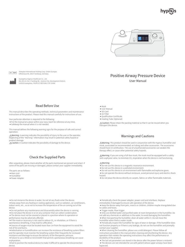 Hypnus Series 7 User Manual English Version LR | PDF | Breathing | Snoring