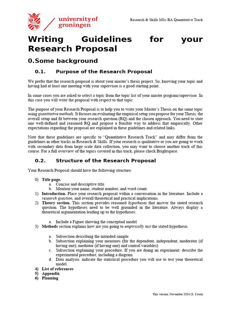 Writing Guidelines For Your Research Proposal: 0.some Background | PDF ...