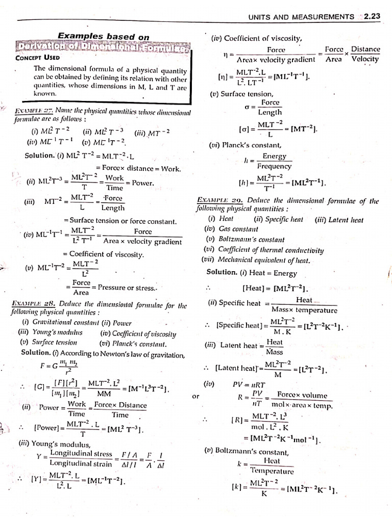 Dimensional Formula Practice Question | PDF