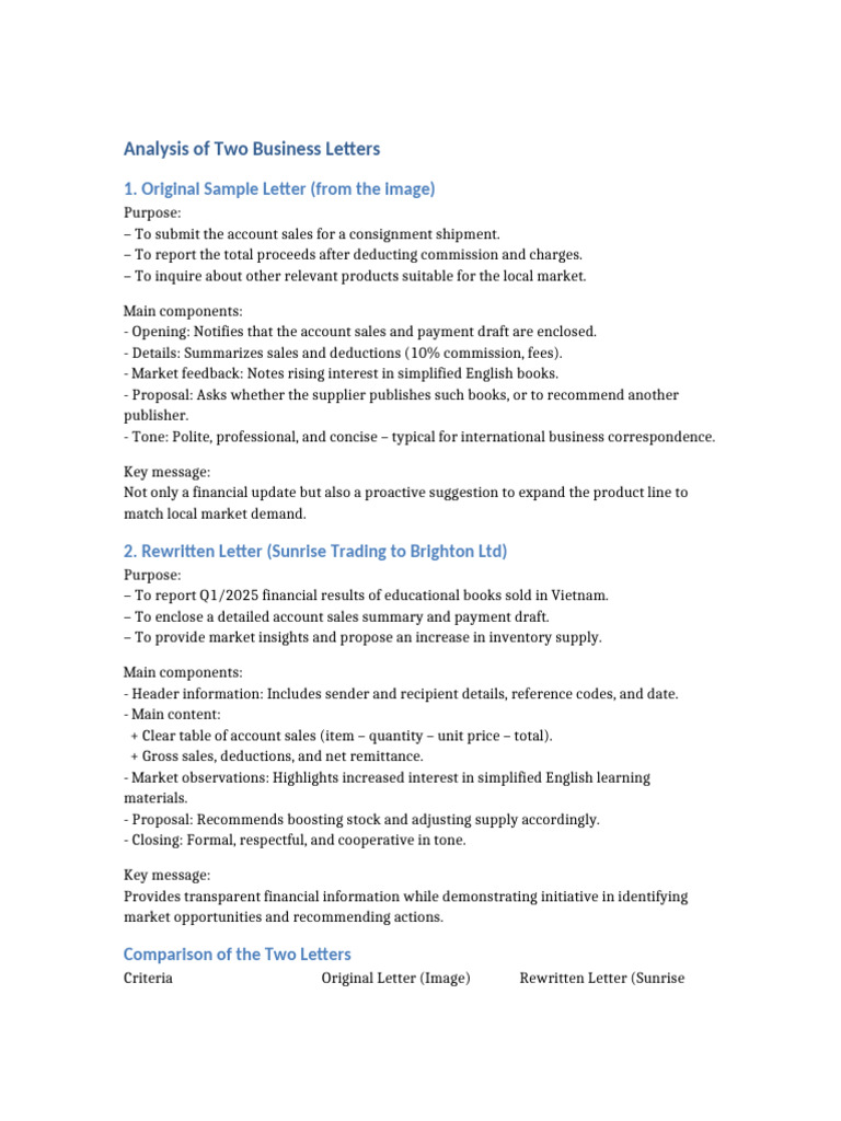 Business Letter Analysis 2 | PDF | Business | Economies