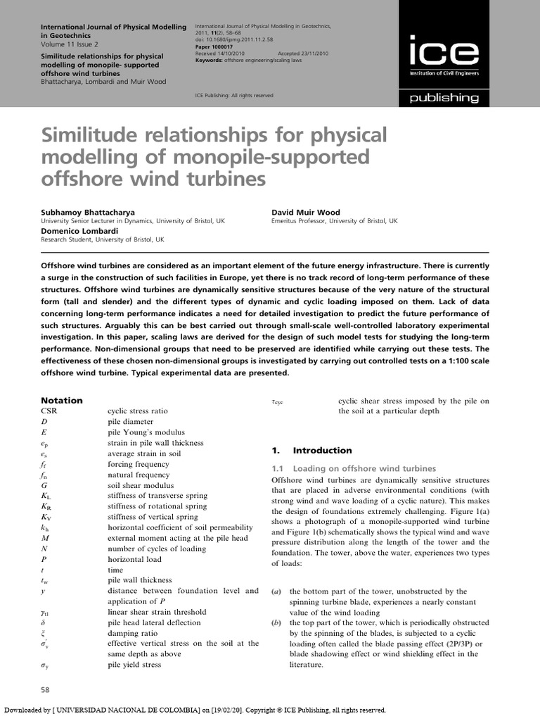 Similitude Relationships For Physical Modelling of Monopile-Supported ...