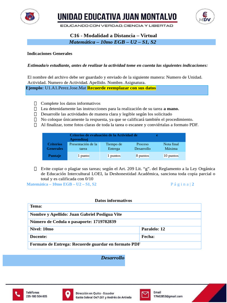 Actividad de Aprendizaje 1 Unidad 2 | PDF