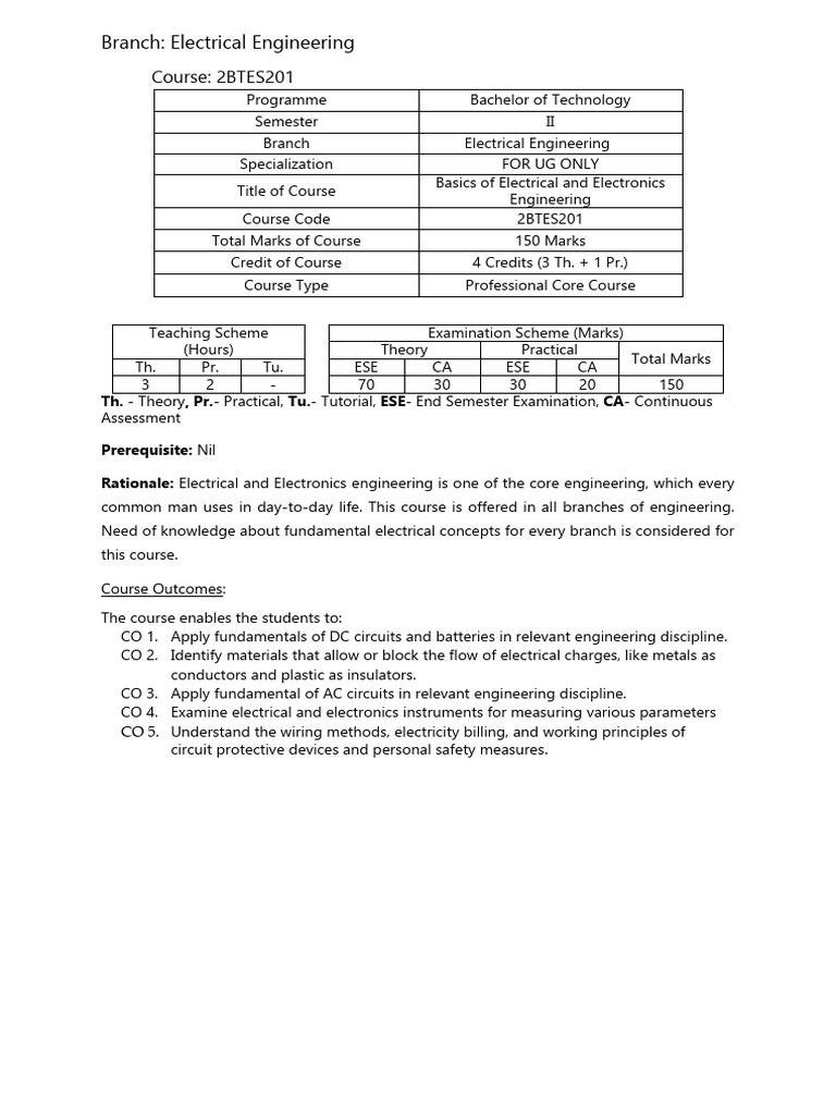 2BTES201 BEEE SYLLABUSpdf 2026 01 06 13 03 22 | PDF | Capacitor ...