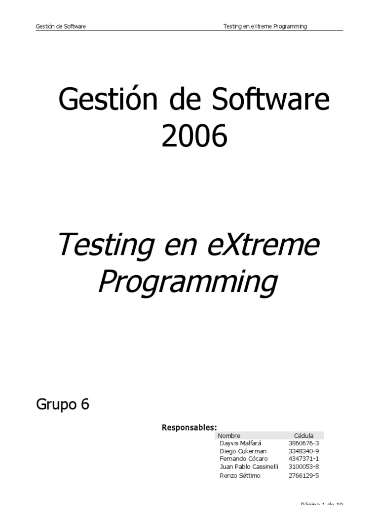 Testing en eXtreme Programming | PDF | Lenguaje de programación ...