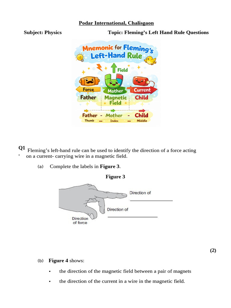 Flemings Left Hand Rule Questions-22.02.2026 | PDF