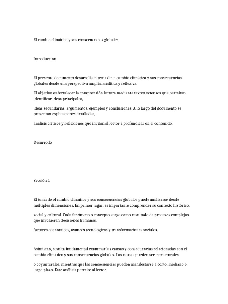 El Cambio Climático y Sus Consecuencias Globales | PDF | Aprendizaje ...