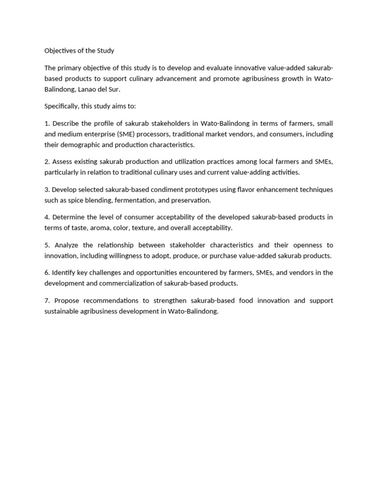 Objectives of The Study | PDF
