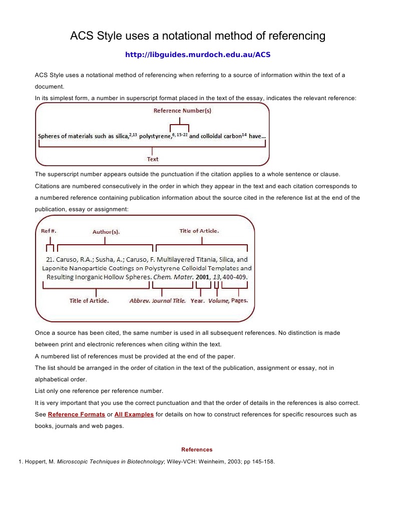 ACS Style Uses A Notational Method of Referencing | | | Chemistry