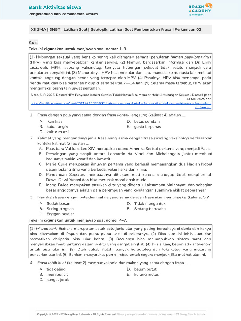 12SNBTPPU9708BS - V1 - Latihan Soal - Latihan Soal Pembentukan Frasa ...