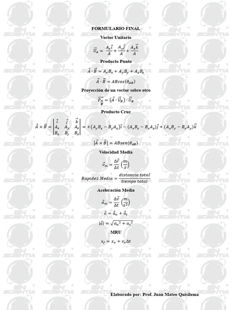 Formulario Final Fisica | PDF | Fuerza | Física Aplicada e ...
