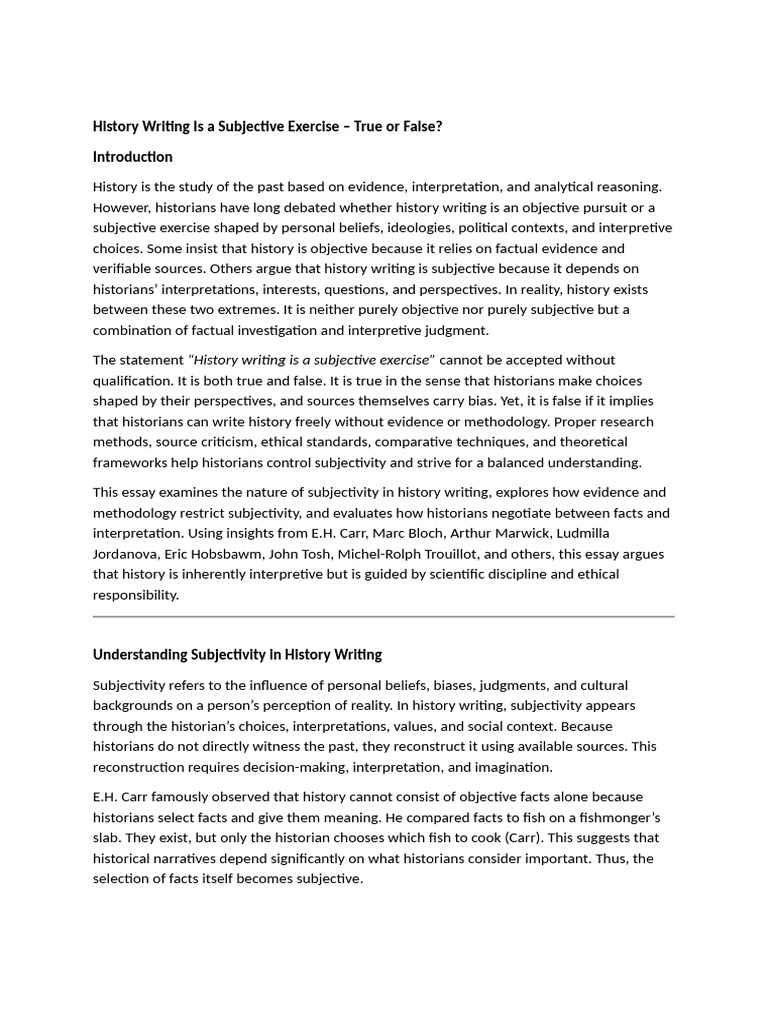 History Writing Is A Subjective Exercise | PDF