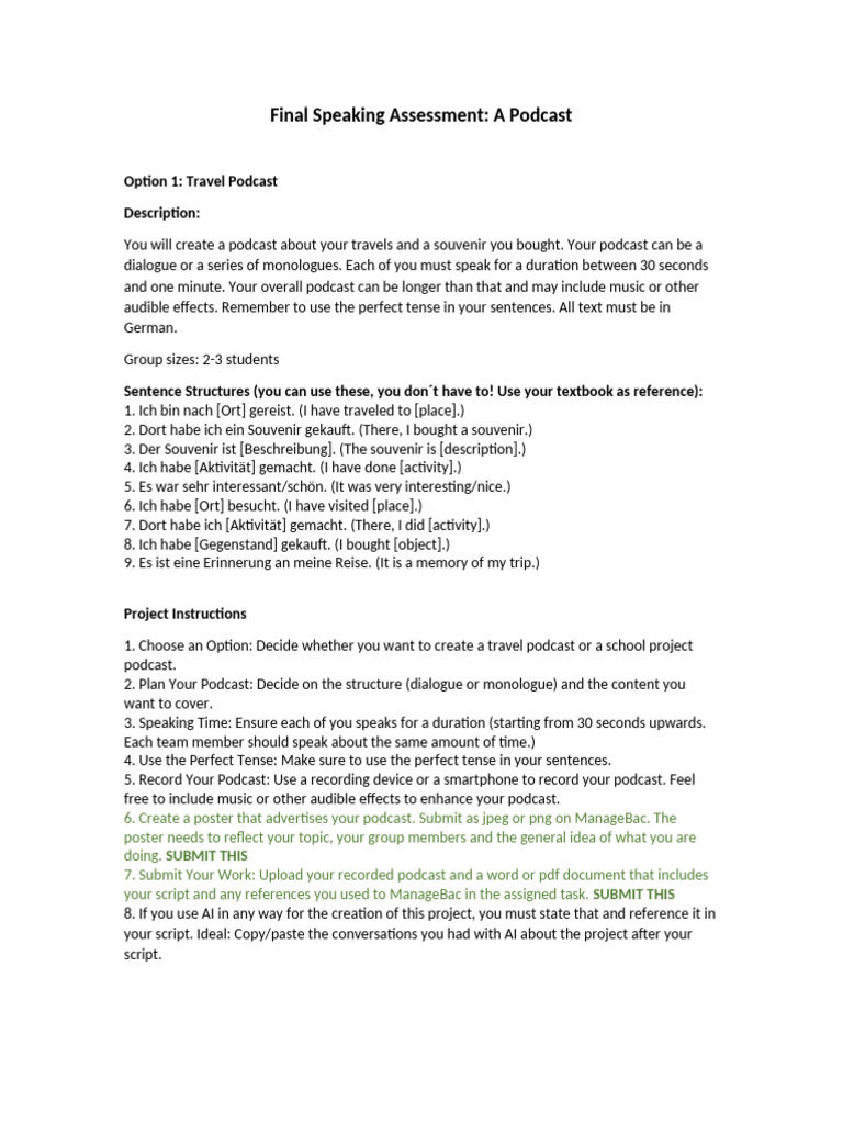 Final Speaking Assessment Podcast | PDF | Linguistics