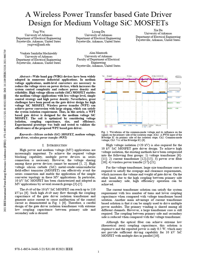 A Wireless Power Transfer Based Gate Driver Design For Medium Voltage ...