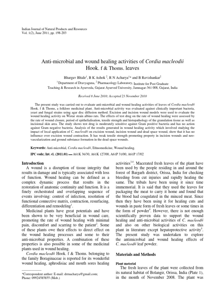 Anti Microbial and Wound Healing Activit | PDF | Wound | Wound Healing