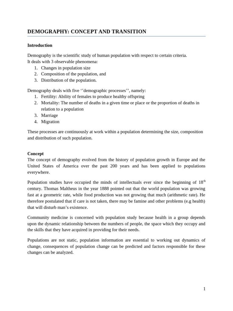 Introduction To Demography | PDF | Demography | Birth Rate