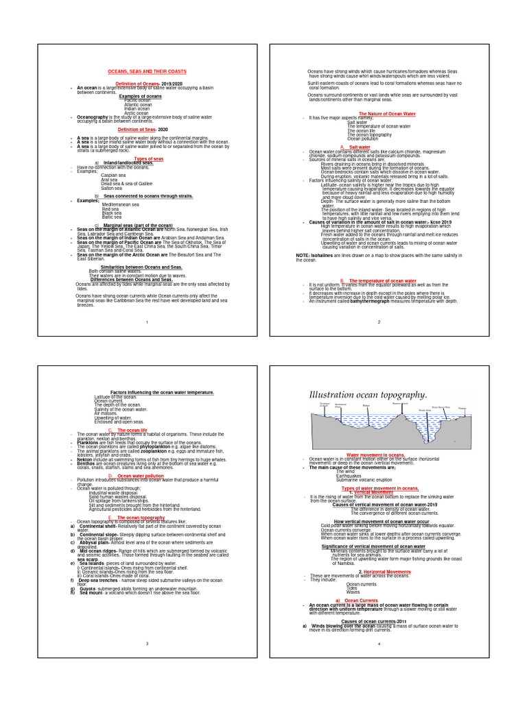 OCEANS Notes - Form 3 - Geography | PDF