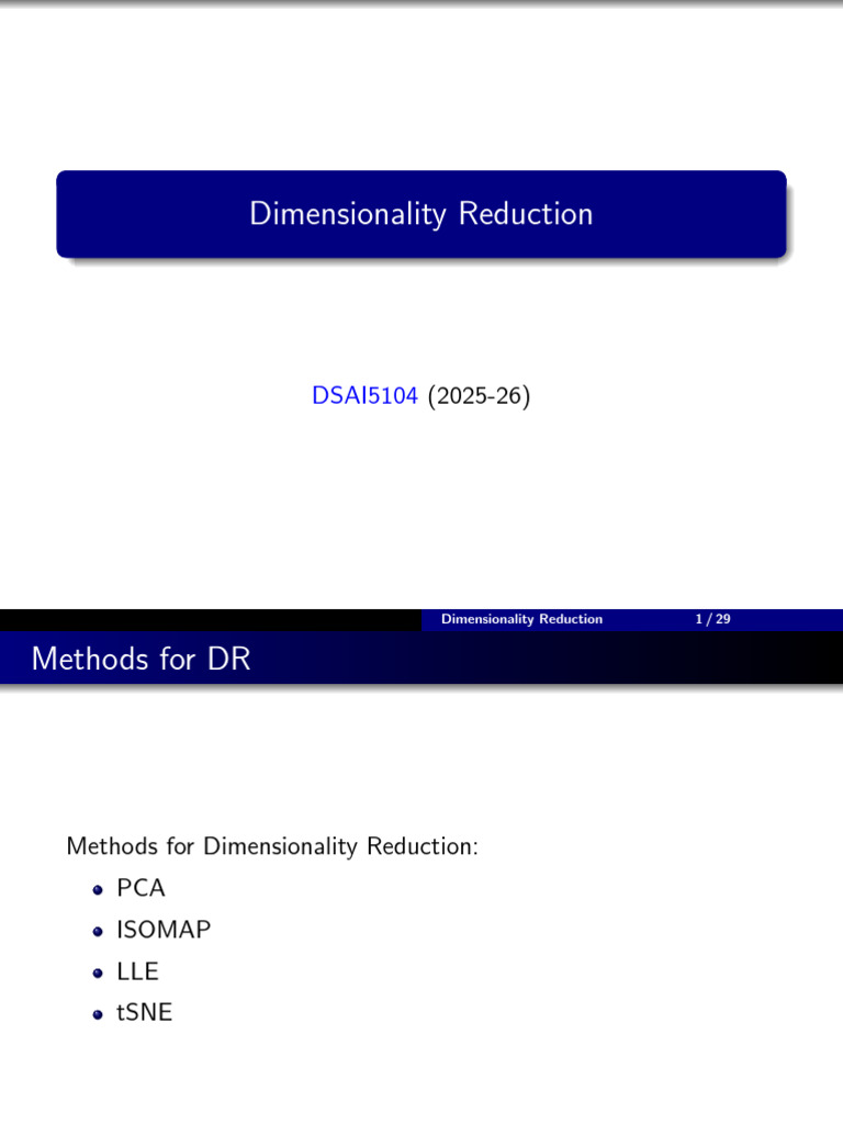 Dimensionality Reduction: DSAI5104 | PDF | Eigenvalues And Eigenvectors ...