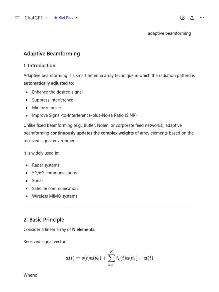Adaptive Beamforming Basics | PDF | Radio Technology | Algorithms