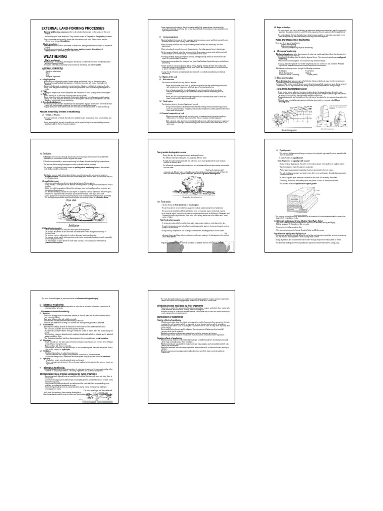 WEATHERING Notes - Form 3 - Geography | PDF | Weathering | Rock (Geology)