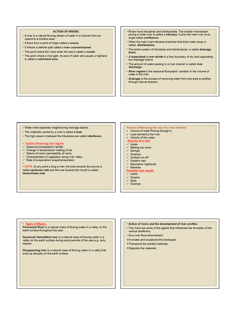 RIVERS Notes - Form 3 - Geography | PDF | River Delta | Erosion