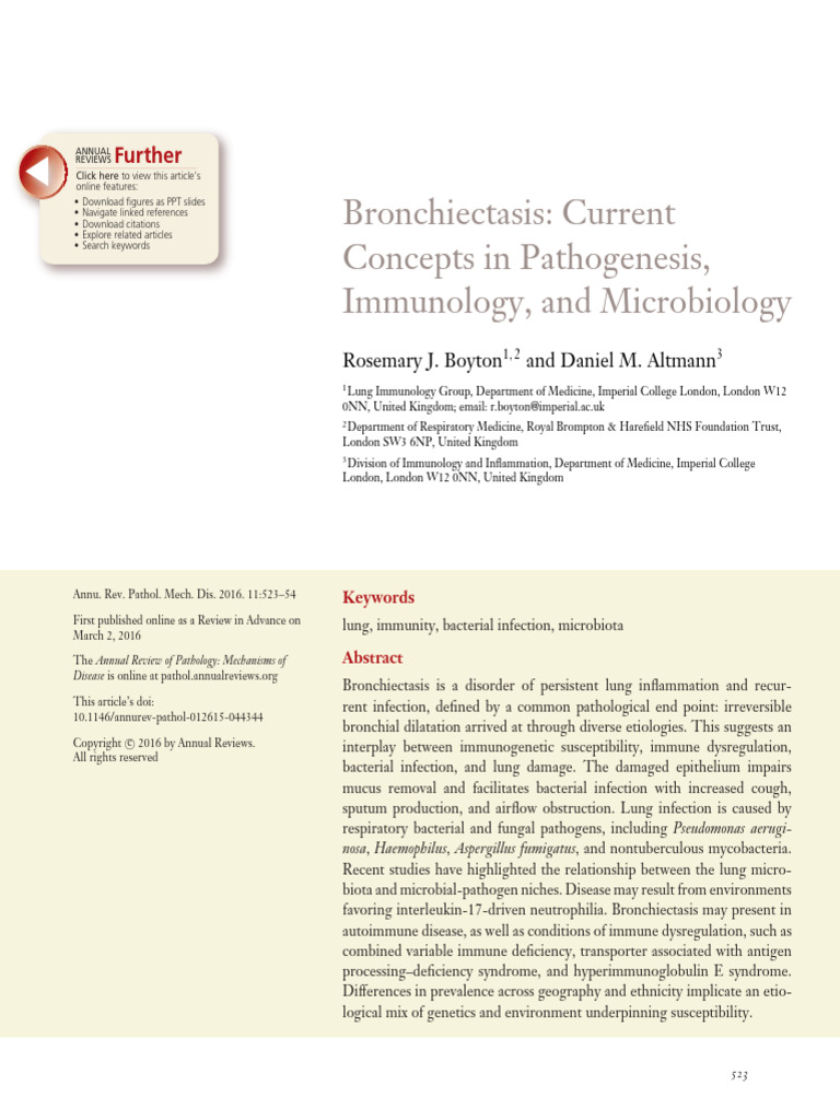 Bronchiectasis Imunology | PDF | Immunodeficiency | Diseases And Disorders