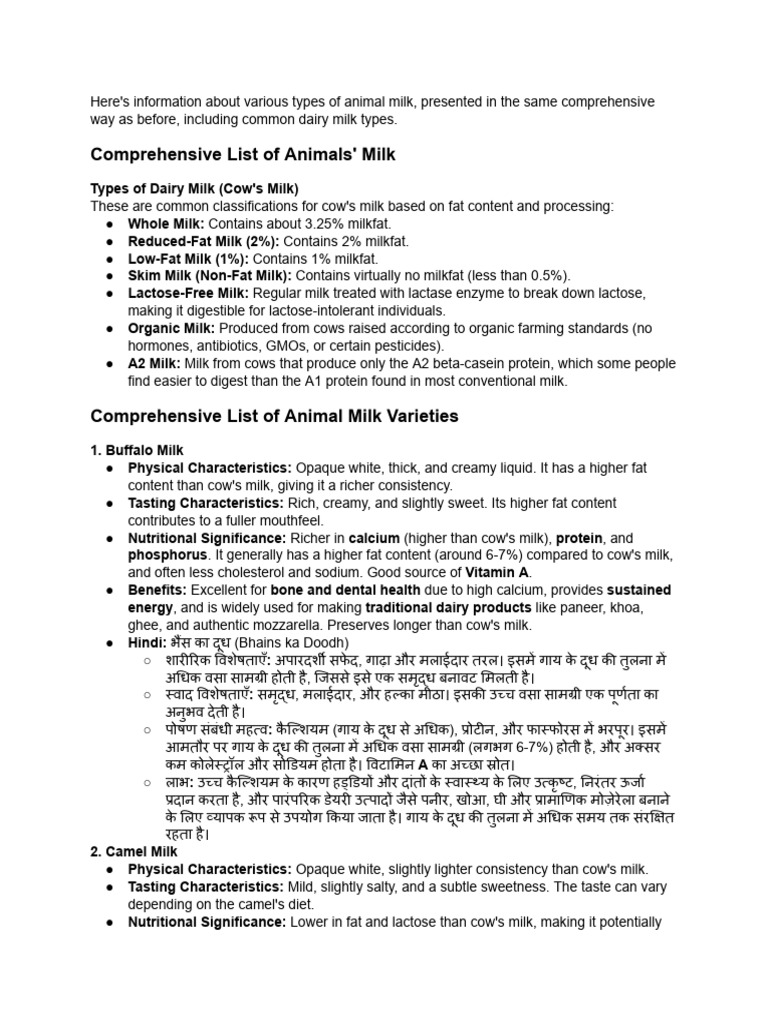 Animals' Milk Classification | PDF