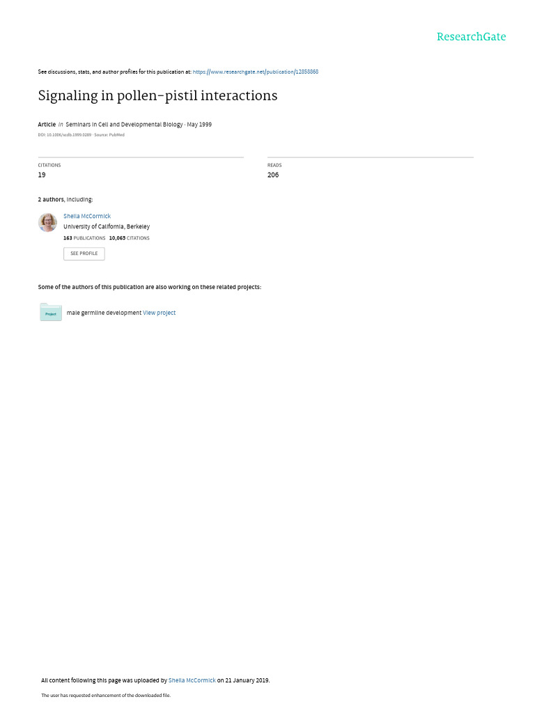 Signaling in Pollen-Pistil Interactions | PDF | Signal Transduction ...