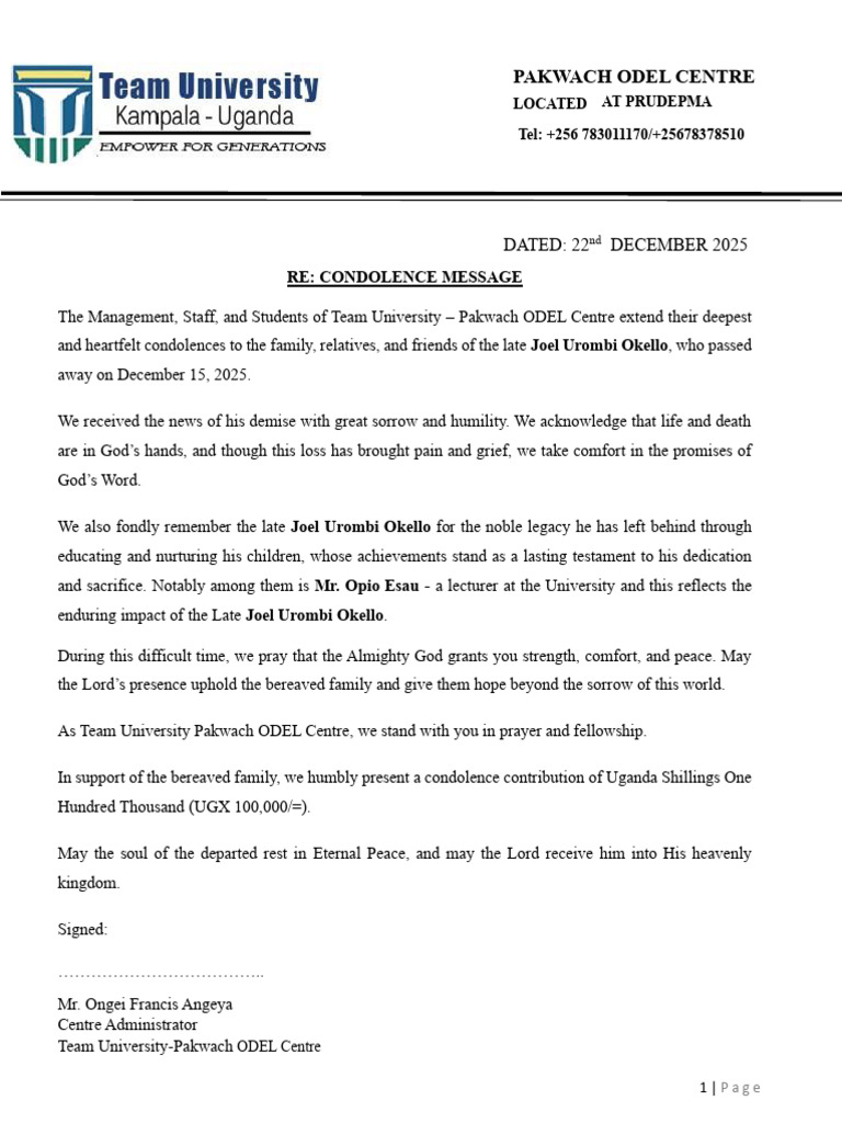 Condolence Message | PDF