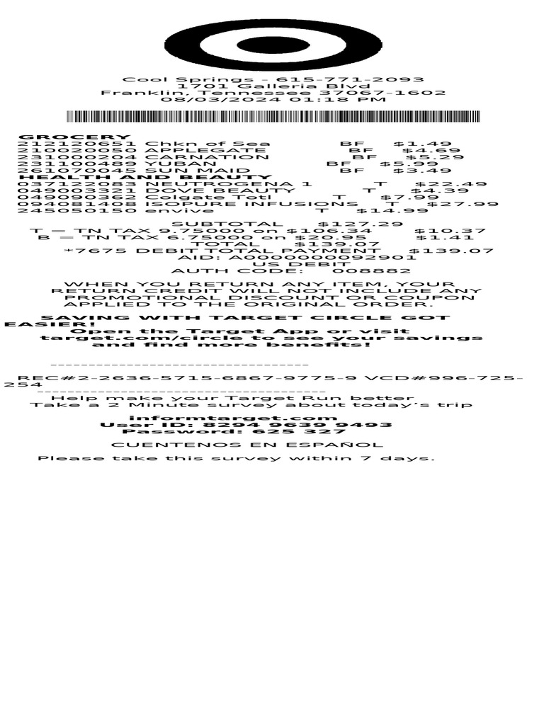 TargetReceipt Ok | PDF