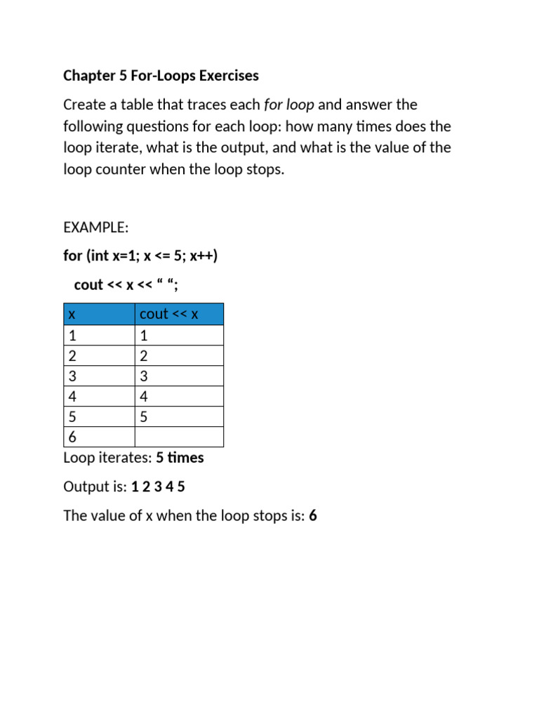 For Loop - Exercises | PDF