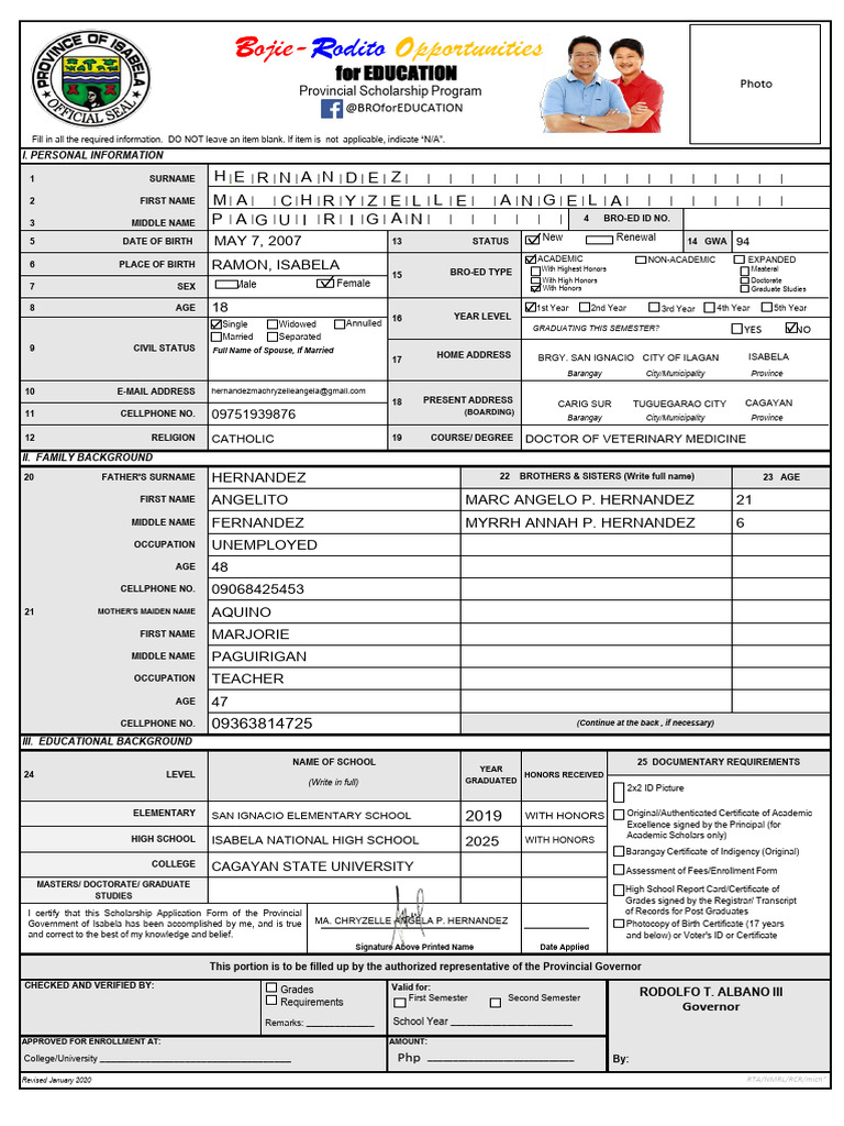 BRO-Ed Application Form | PDF