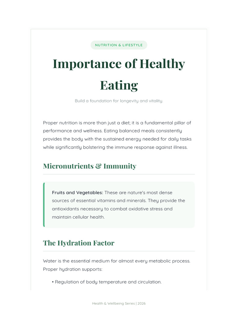 Importance of Healthy Eating | PDF
