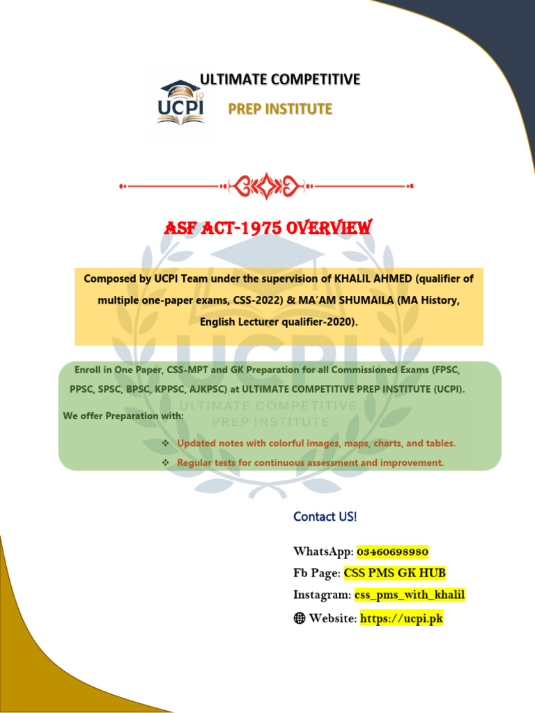 ASF Act 1975 (Concepts) UCPI | PDF | Government | Pakistan