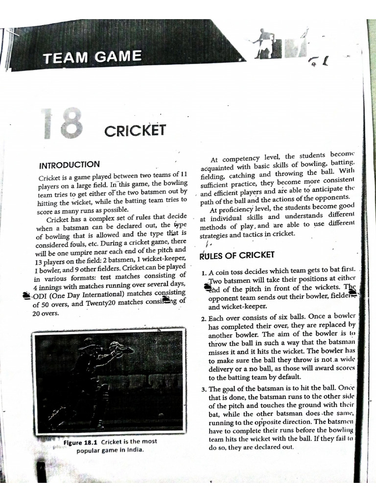 Team Game - Cricket | PDF