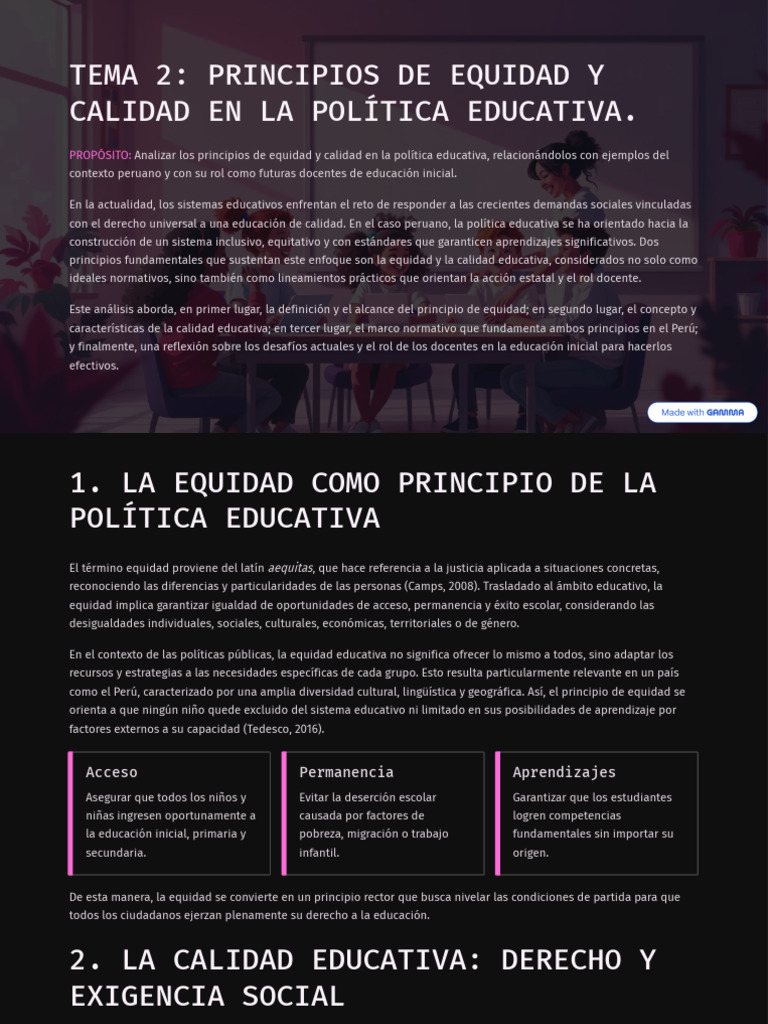 Tema 2 Principios de Equidad y Calidad en La Politica Educativa | PDF ...