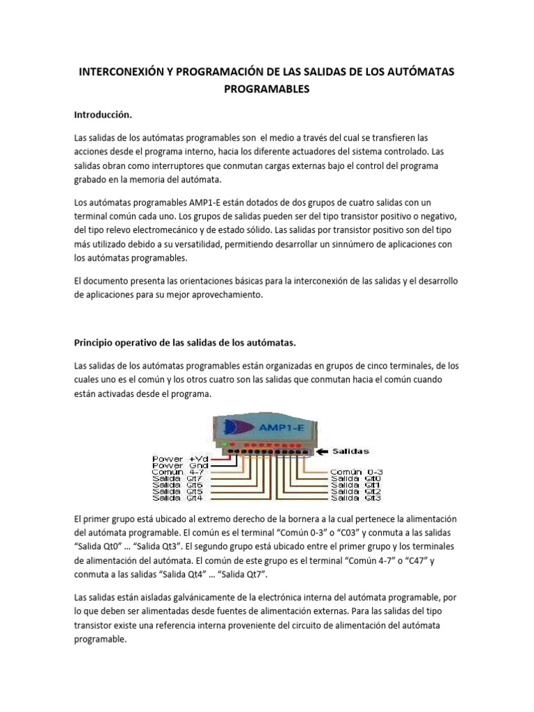 Salidas de Los Autómatas Programables | PDF | Corriente eléctrica ...