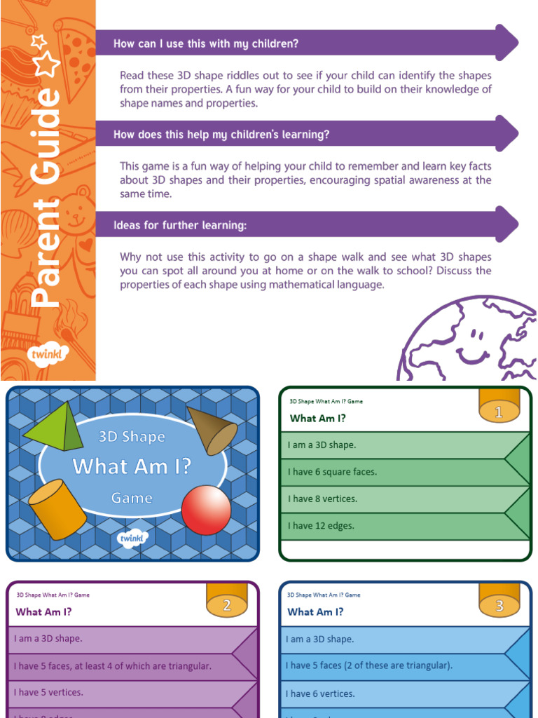 3d Shape What Am I Game | PDF | Shape | Triangle
