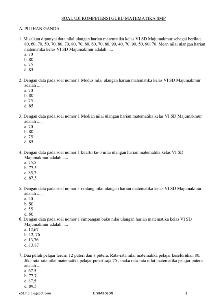 Soal Ukg Matematika Pdf