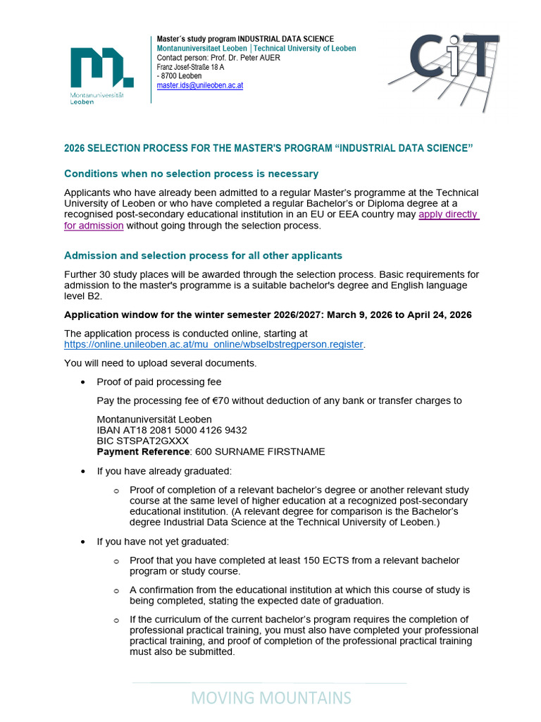 Selection Process Master IDS 2026 | PDF | Academic Degree | Statistics