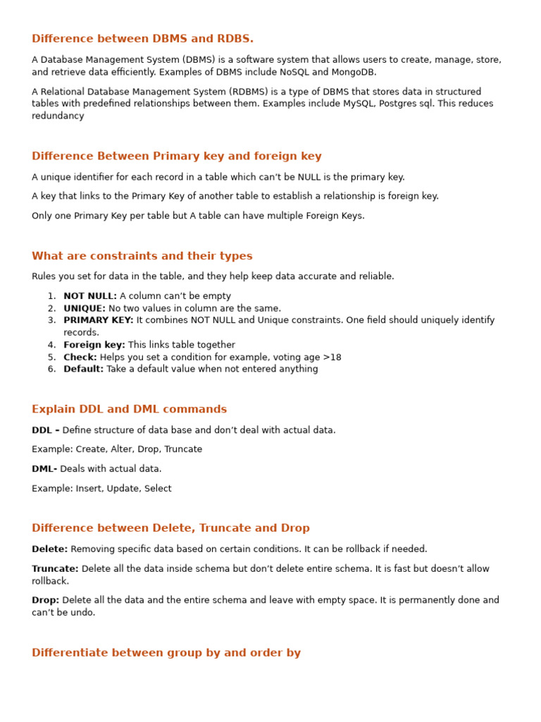 Difference Between DBMS and RDBS | PDF | Relational Database | Databases