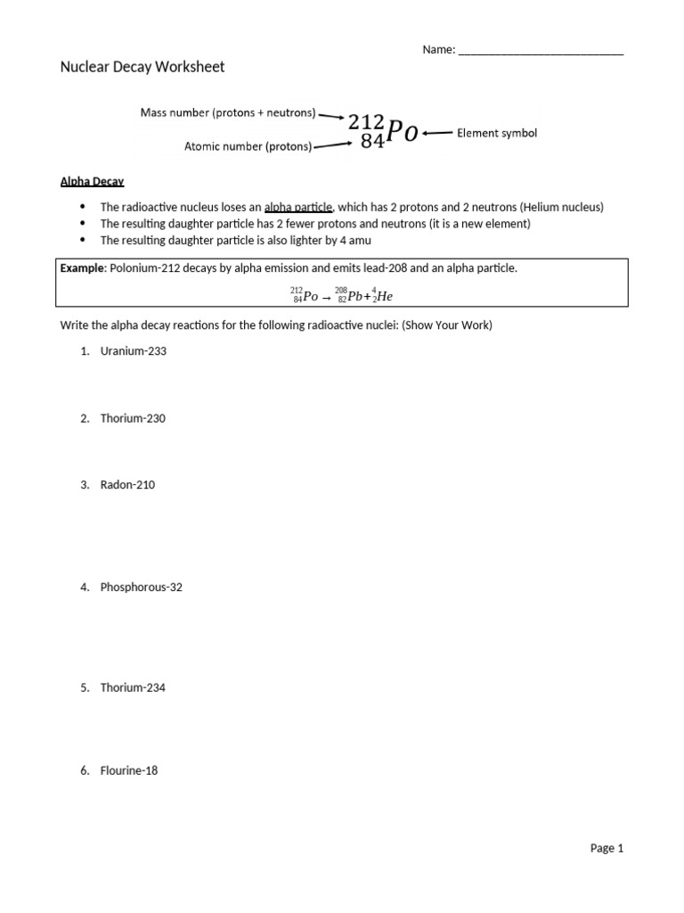 Practice Alpha Decay Reactions | PDF