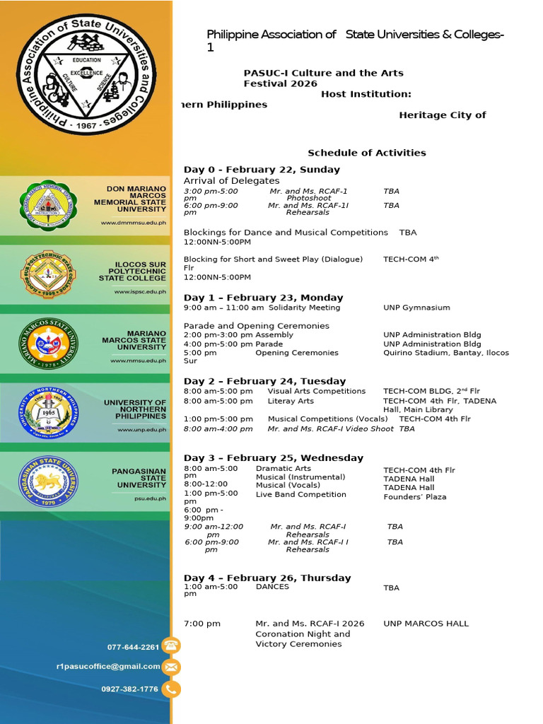 Schedule of Activities20for20HOSTING | PDF