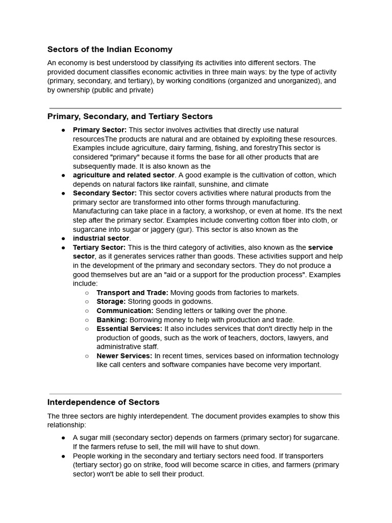 Sectors of The Indian Economy | PDF | Gross Domestic Product | Goods